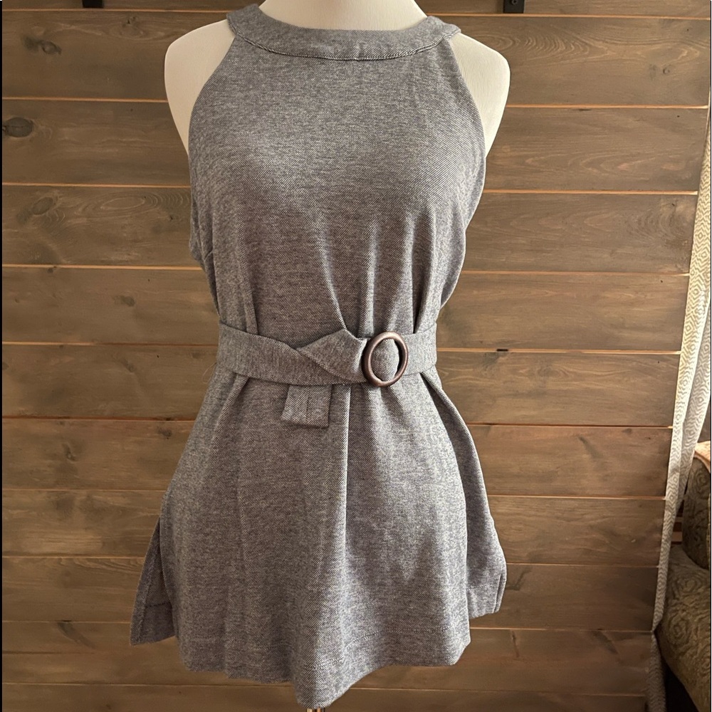 NWT L Anthropologie navy halter neck belted tank